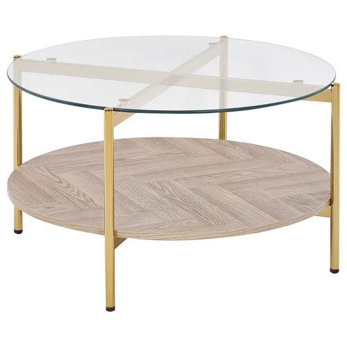 Table Basse Métal Plaqué En Bois Doré Lovell