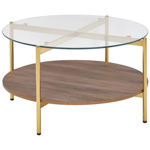 Table Basse Métal Plaqué En Bois Doré Lovell