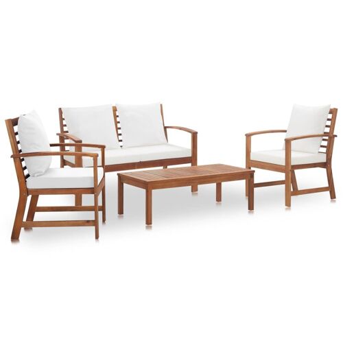 Vidaxl Salon De Jardin Avec Coussins 4 Pcs Bois D'acacia Solide