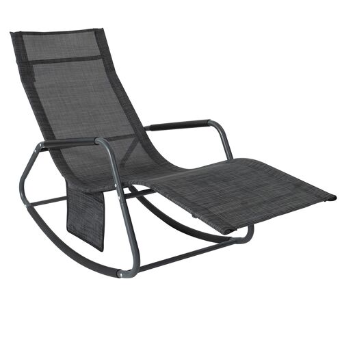 Sobuy® Ogs47-Ms Fauteuil À Bascule Transat De Relaxation Chaise Longue Bain De Soleil Rocking Chair ¿ Avec Pochette Latérale Et Repose-Pieds ¿ Charge Max 150kg