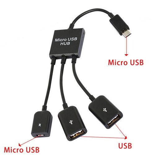 3in1 USB femelle à double Ports USB + Micro USB câble adaptateur de répartiteur de moyeu vendeur pour Samsung Galaxy Tab 4,3,2,Note 4 10.1,S5,Google