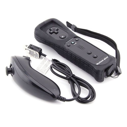 Manette Wii Motion Plus Noire + Nunchuck Noir + Protection Silicone