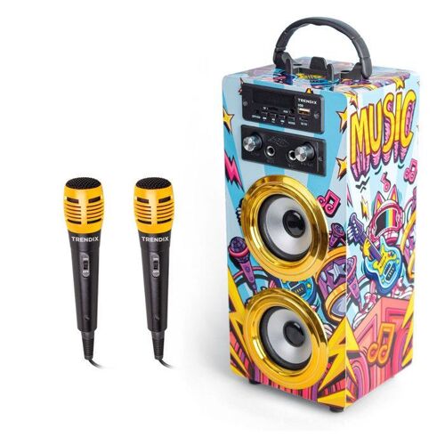 Karaoké Enfant - Trendix - Music Star - Enceinte Bluetooth - 2 Microphones - Support Téléphone
