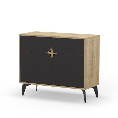Buffet 2 Portes Avec Pieds En Métal L95 Cm - Noir