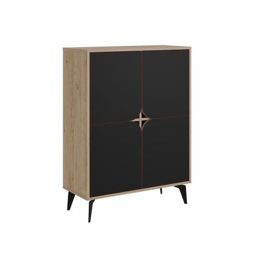 Buffet Haut 4 Portes Avec Pieds En Métal L90 Cm - Noir