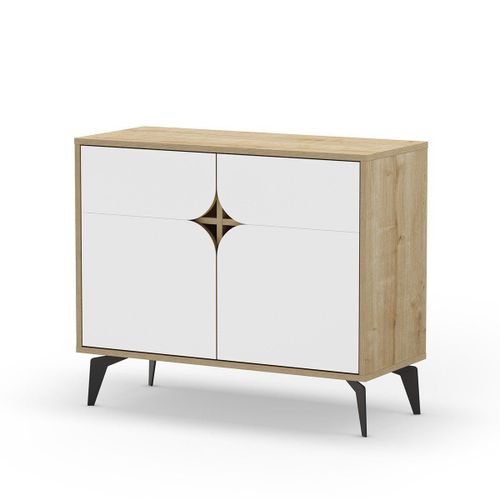 Buffet 2 Portes Avec Pieds En Métal L95 Cm - Blanc
