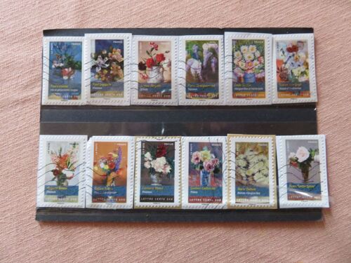 Lot De 12 Timbres Autoadhésifs Oblitérés "Bouquets De Fleurs" - 2015