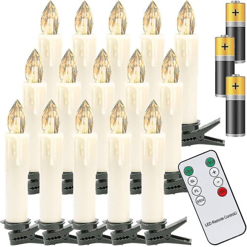 40x bougies de Noël LED, bougies d'arbre de Noël chaudes blanches sans fil, avec télécommande et piles, bougies LED dimmables, Ip44, pour le Tre de Noël