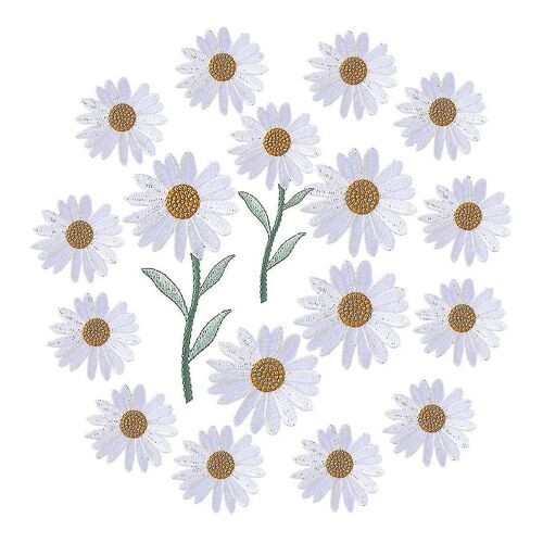 17pcs Faille De Marguerite Brodée En Fer / Coudre Sur Applique Pour Veste De Sac À Dos (Blanc)