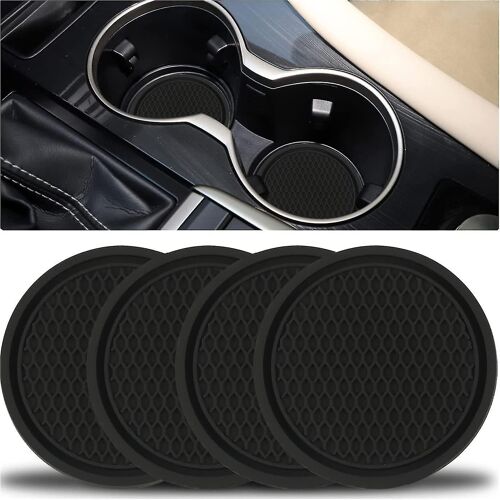 Car Coasters, 4 Pcs Universal Non-Slip Cup Holders Embedded Decorative Coasters, Car Interior Accessories, Black