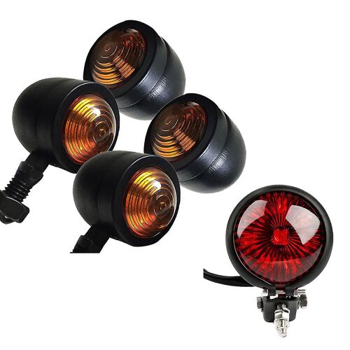 5pcs/Set Motorcycle Turn Signals Rear Tail Lights Brake Stop Lamp For Cafe Bobber Chopper