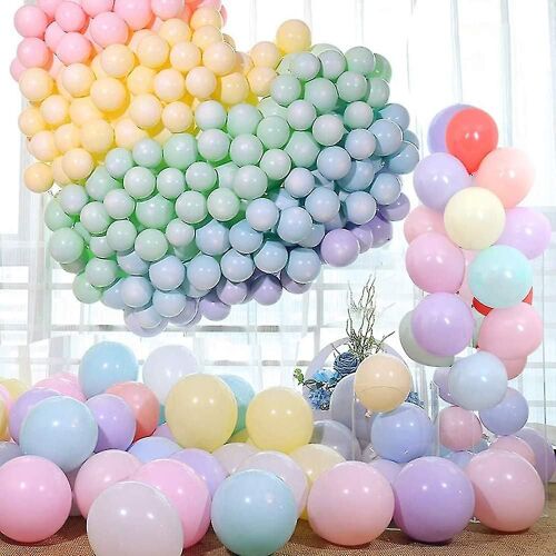 Pastel color latex party balloons, 100 12-inch macarons, various rainbow balloons, suitable for birt