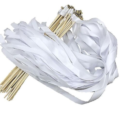 30pcs Fête De Mariage Ruban Bâtons Baguette Banderole Léger Fée Ruban Bâtons Avec Cloches