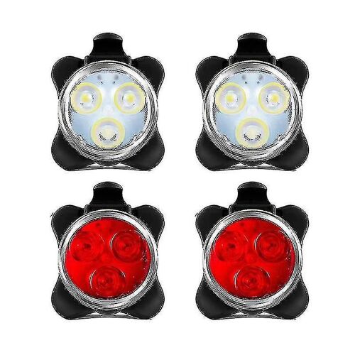 Pack De 4 Usb Rechargeable Vélo De Vélo Avant Et Arrière L