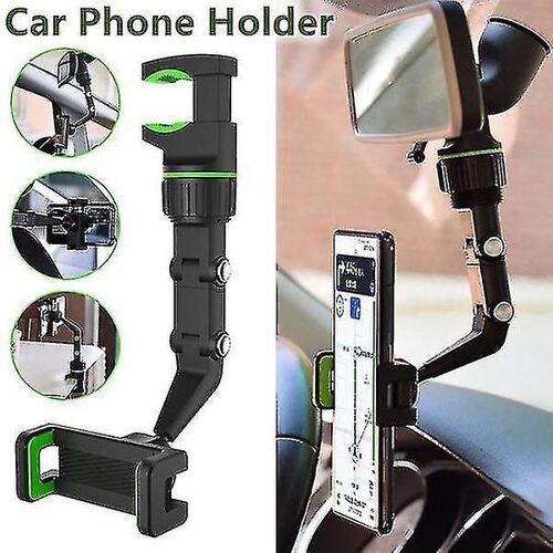 360 Degree Car Phone Holder Multifunctional Rotatable Car Rearview Mirror Seat Mobile Phone Holder Clip