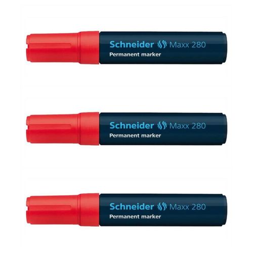 Schneider Lot De 3 Marqueurs Permanent Maxx 280 Rouge