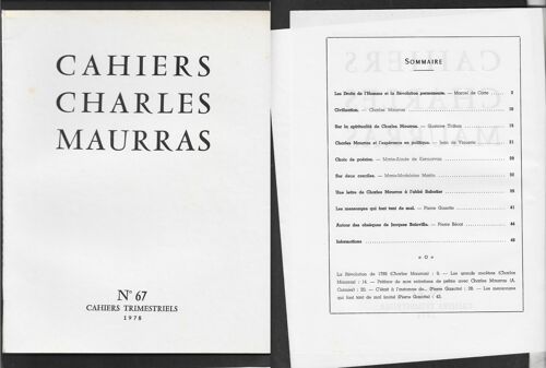 Cahiers Charles Maurras N° 67 . 1978