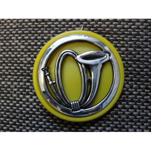 Insigne De Béret Chasseur (À Pied , Alpin) Avec Son Macaron Jaune Jonquille