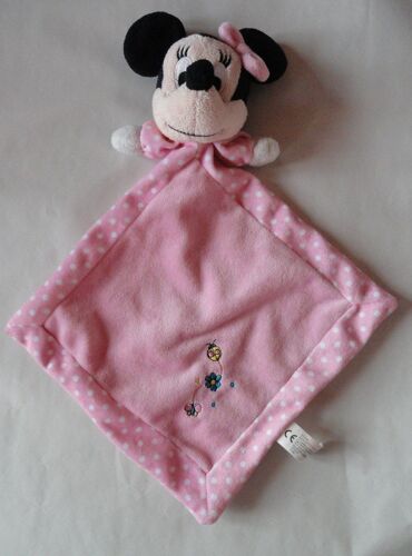 Doudou Plat Disney Souris Minnie Nicotoy Rose Pois
