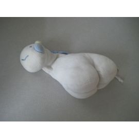 Doudou Noukies Girafe Blanche Et Bleu Grelot/Hochet  15cm