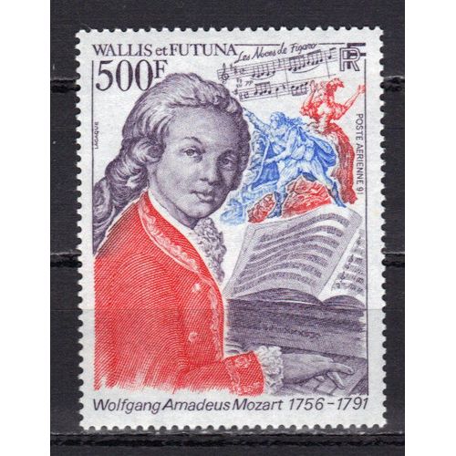 Wallis Et Futuna 1991 Poste Aerienne : Bicentenaire De La Mort De W.A. Mozart (1756-1791), Compositeur : Mozart Au Piano - Timbre 500 F. Neuf ** Cote 16 