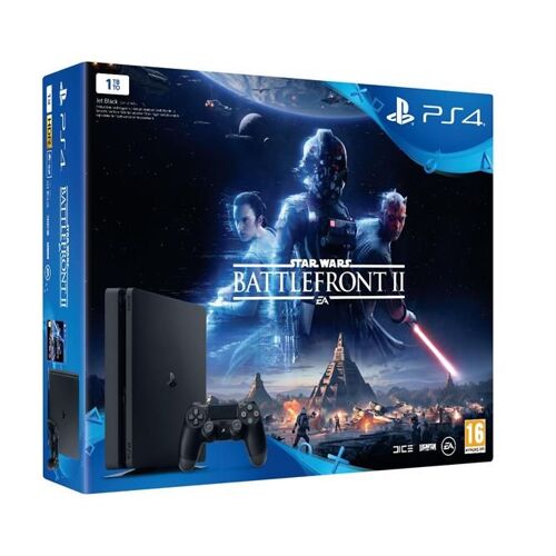 PS4 SLIM 1 To E Black + Star Wars BF II - Standard Edition