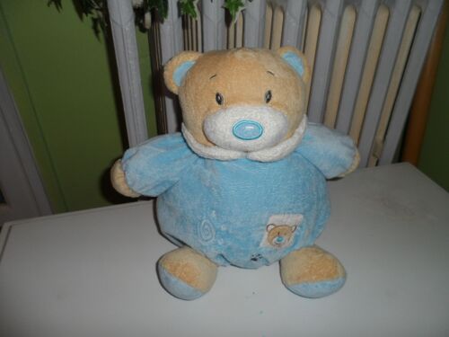 Doudou Boule Tete Grelo De Marque Bebe Reve De Couleur Bleu Ciel Tete Marron Broderi Ours