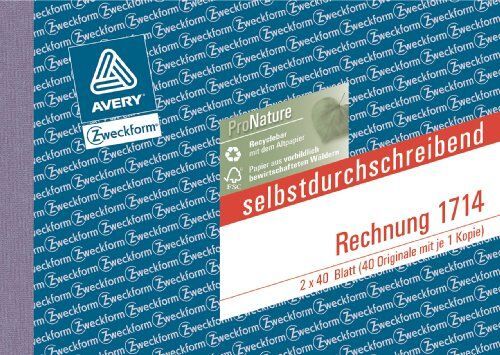 Avery Zweckform Formularbuch "Rechnung", Sd, 2 X 40 Blatt