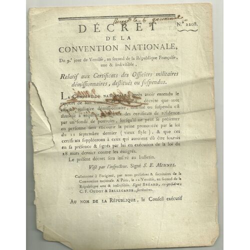 Décret De La Convention Nationale