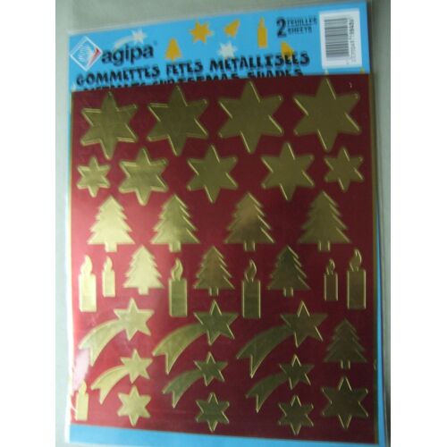 Gommettes Adhesives Pochette De 2 Feuilles  Etoiles Dorees Agipa Ref. 119543