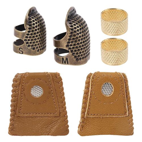 6pcs/Set Finger Thimble Shield Metal Protector Pin Needles Ring Hand Sewing Quilting Diy Accessories