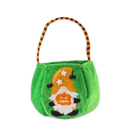 Halloween Gold Velvet Gift Bag With Handle Witch Gnome Pumpkin Tote Bags For Children Kids Trick Or Treat Portable Present Basket