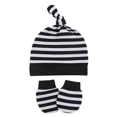 Baby Anti-Scratching Gloves Knotted Hat Set Newborn Mittens Warm Beanie Cap Kit