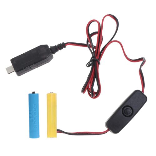 Câble d'alimentation USB C avec interrupteur pour pile Aaa Remplacer la batterie 2 Aaa 3v