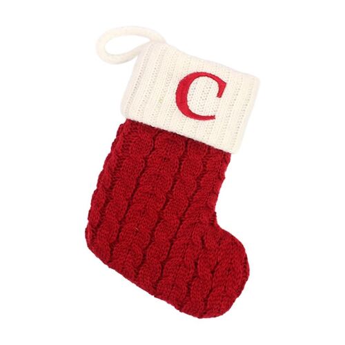 Red & White Christmas Stockings Gift Holding Bag Cute Sock Shaped Candy Bag