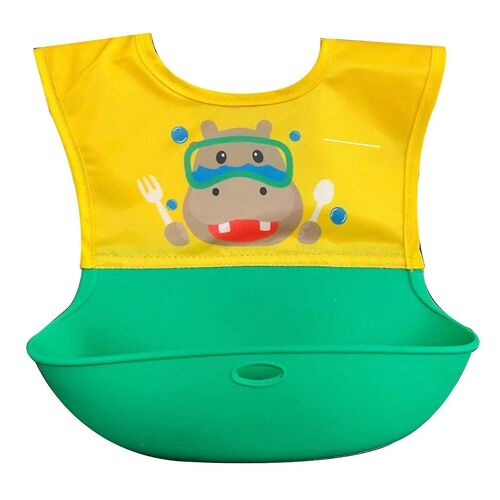 Bébé Cartoon Étanche Bavoir Food Grade Silicone Nouveau-Né Alimentation Food Catcher Avec Tablier Réglable De Poche Vaisselle