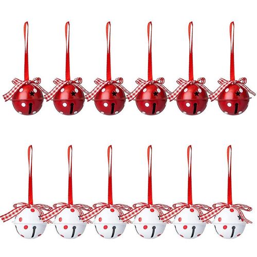 12 Pcs Large Christmas Bell Pendant Set Diy Christmas Jingle Bells Craft Metal