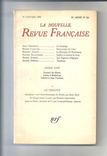 La Nouvelle Revue Française N° 205 Janvier 1970