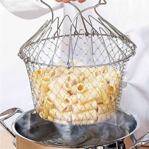 Panier À Friture Pliable En Acier Inoxydable, Passoire De Rinçage À La Vapeur, Pour Chef Français, Filet De Filtre, Outil De Cuisine, 1 Pièce