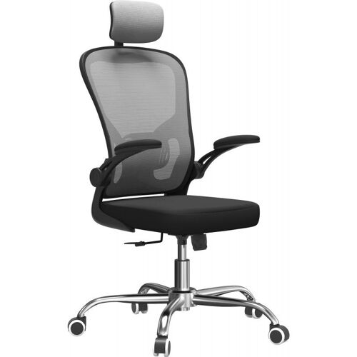 JEANA - Fauteuil de bureau ergonomique - Hauteur ajustable - Avec accoudoirs - Chaise de bureau pivotante - Gris