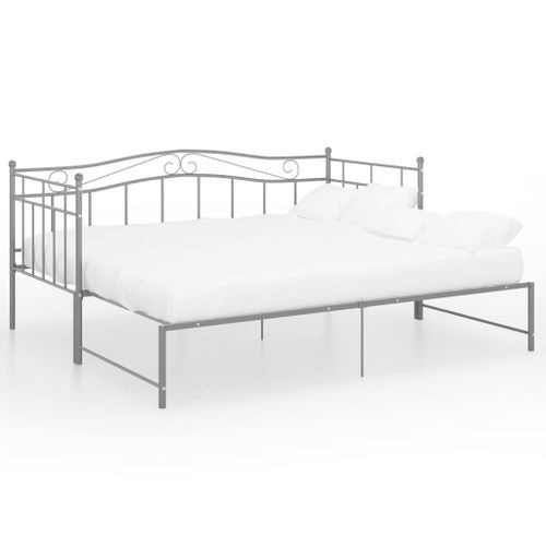Vidaxl Cadre De Canapé-Lit Extensible Gris Métal 90x200 Cm