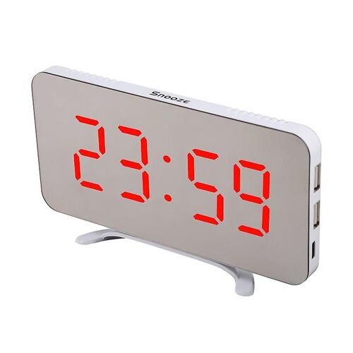 Réveil LED avec double port de charge USB Snooze Horloge miroir Horloge numérique
