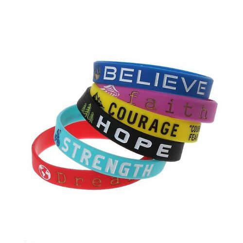 6pcs Citation Inspirante Bracelets Rêve Courage Force Croire Foi Espoir Bracelets En Silicone Bijoux Set Unisexe