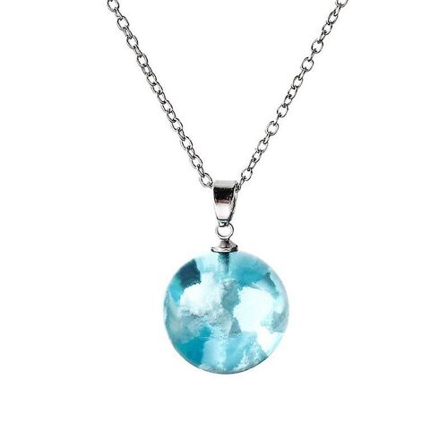 Luminous Glass Ball Pendant Necklace White Clouds Blue Sky Necklace For Female