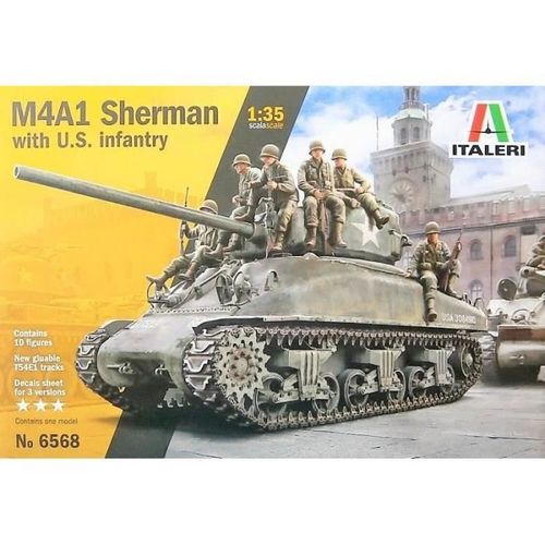 Maquette Char M4a1 Sherman - Italeri - Avec 8 Figurines De Fantassins Us-Italeri