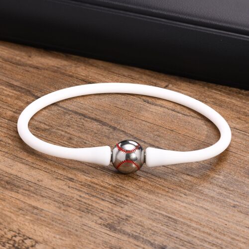 Bracelets De Sport Décontractés En Silicone Noir Pour Hommes, Bracelet À Breloques De Basket-Ball En Acier Inoxydable, Cadeau De Bijoux