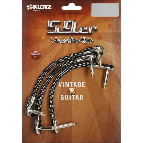 Klotz Vinpan0030 Vintage Câbles Patch Guitare 0,30 M Noir/Blanc Coudé