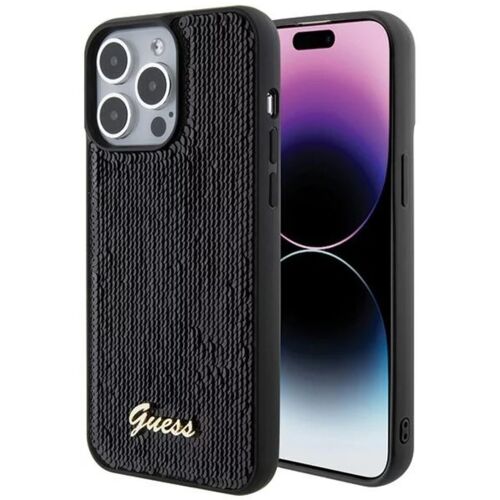 Guess Coque Paillettes Script Logo Iphone 15 Pro Max Noir