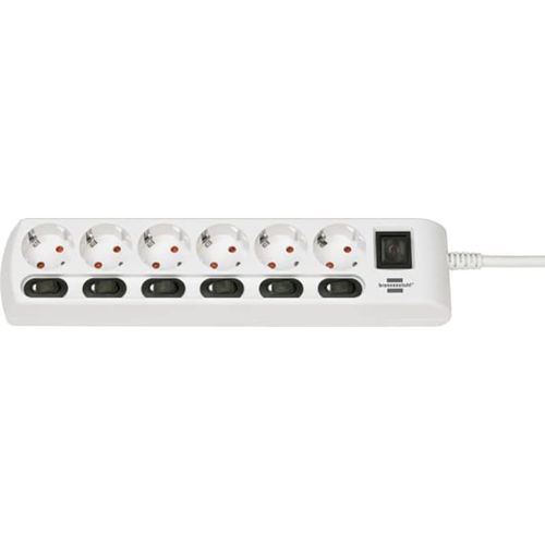 Brennenstuhl 1153110126 bloc multiprise 6 prises 2 m H05VV-F 3G1,5 blanc + switches
