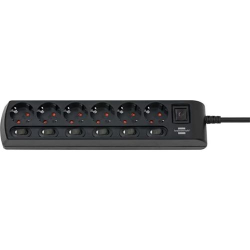 Brennenstuhl 1153110116 bloc multiprise 6 prises 2 m H05VV-F 3G1,5 noir + switches